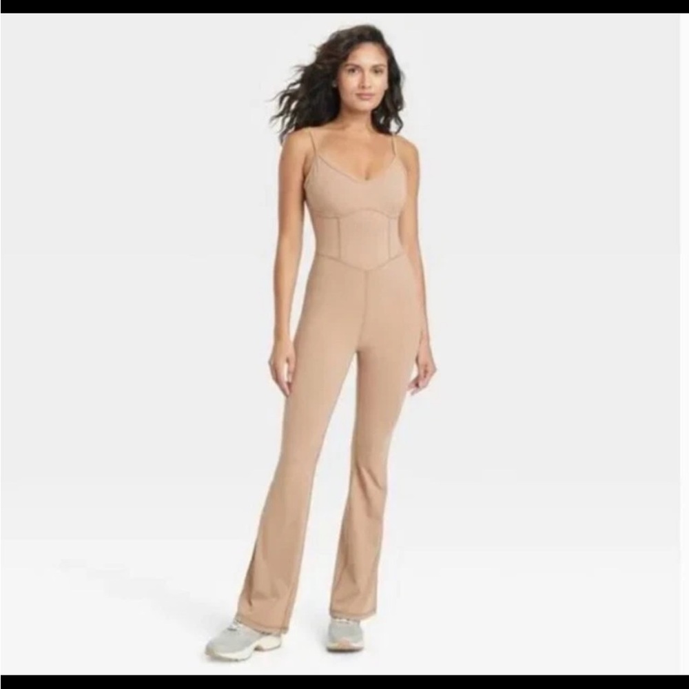 JoyLab Tan Corset Jumpsuit with Flare legs - Picture 6 of 7